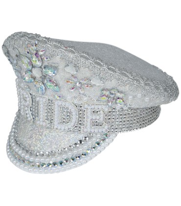 GORRA POLICIA PLATA BRIDE PEDRERIA